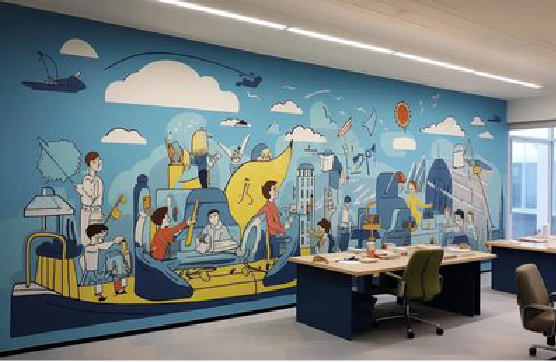 岳阳办公室墙绘的特点。